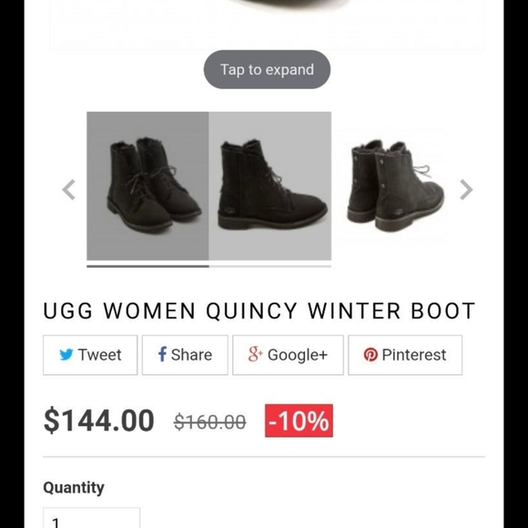 UGG Australia Black Quincy Winter boots women's 6.5 #1012359 wool lined - Picture 2 of 10